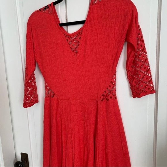 Free People Red To The Point Crochet Skater Mini Dress - Picture 3 of 8